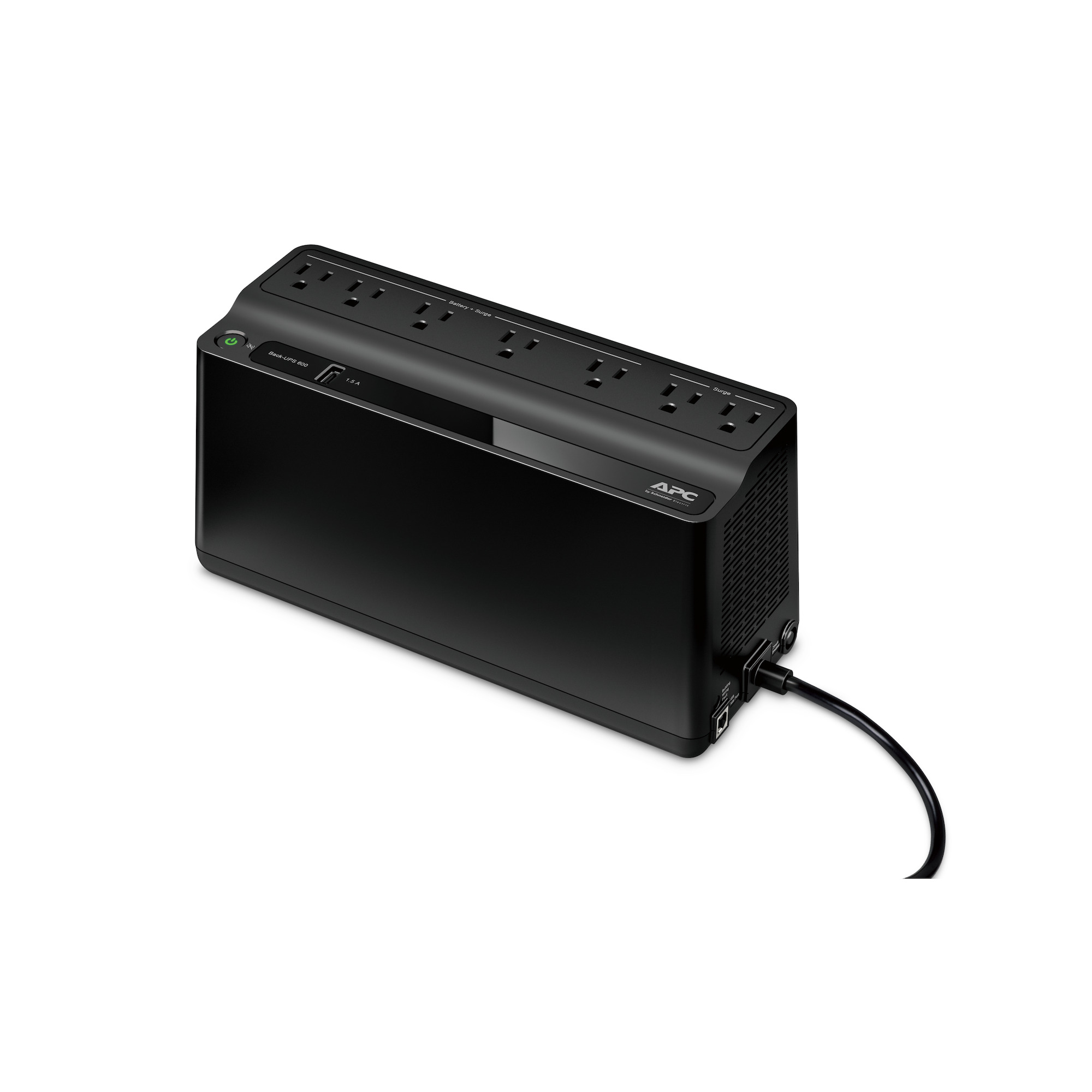 APC Back-UPS 600VA, 120V, 1 USB charging port, 7 NEMA outlets (2 surge)