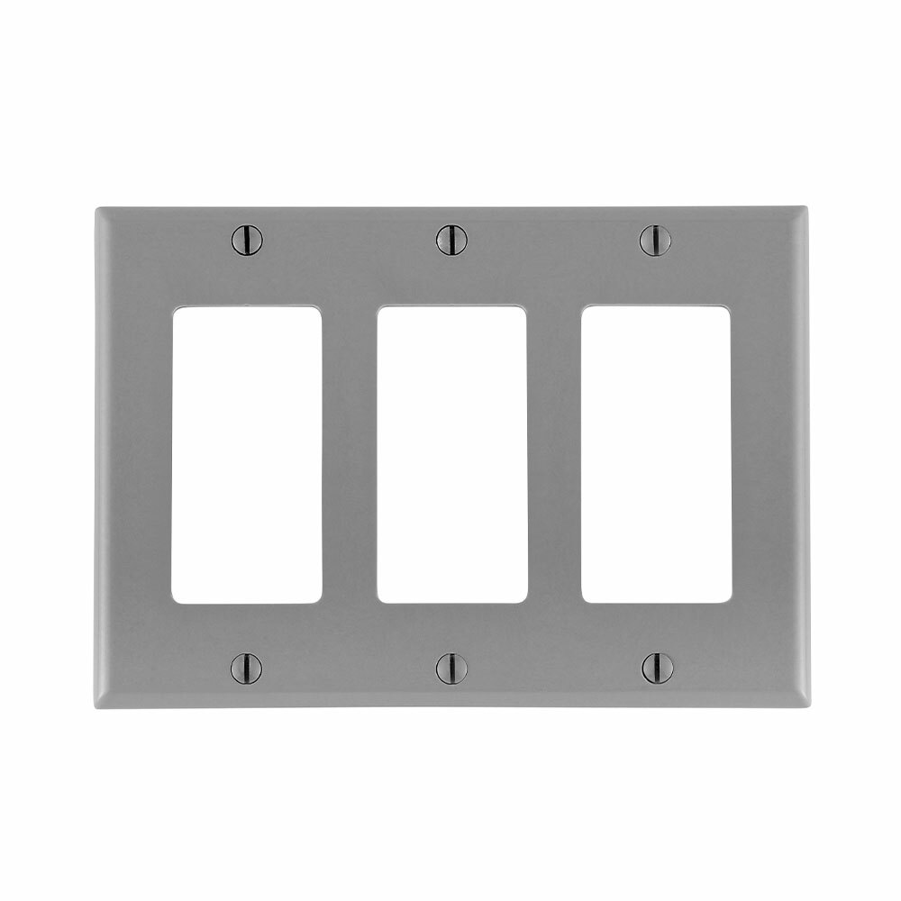 3-Gang Decora/GFCI Device Decora Wallplate/Faceplate, Standard Size, Thermoset, Device Mount - Gray