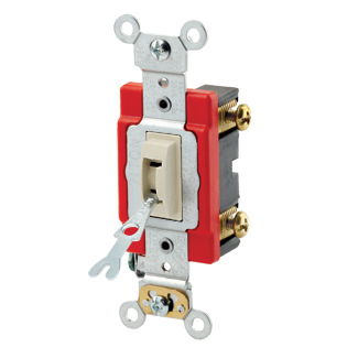 20-Amp, 120/277-Volt, Toggle Locking Single-Pole AC Quiet Switch, Extra Heavy Duty Spec Grade, Ivory