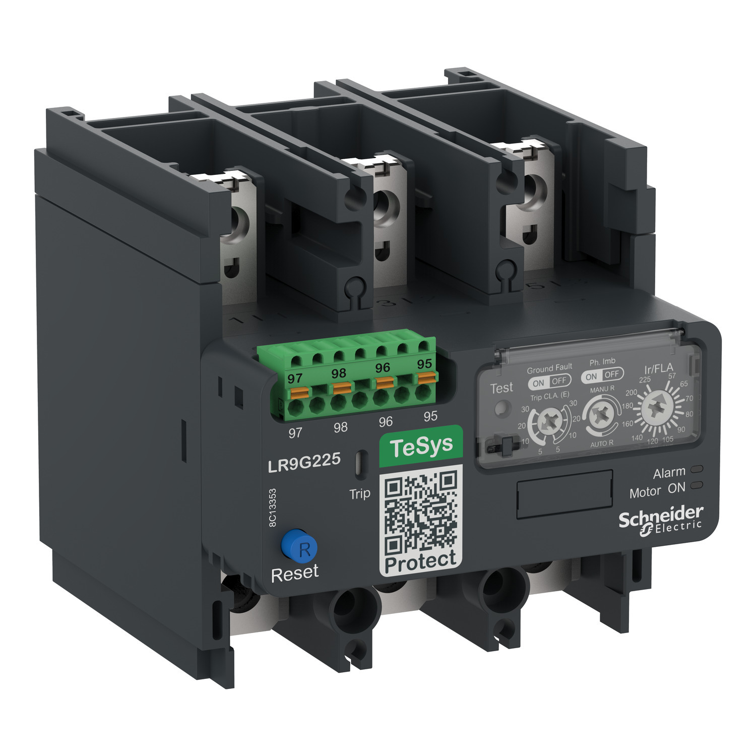 Electronic thermal overload relay,TeSys Giga,57-225 A,class 5E-30E,push-in control connection