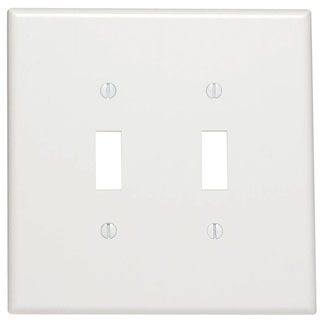 2-Gang Toggle Device Switch Wallplate, Oversized, Thermoset, Device Mount, White