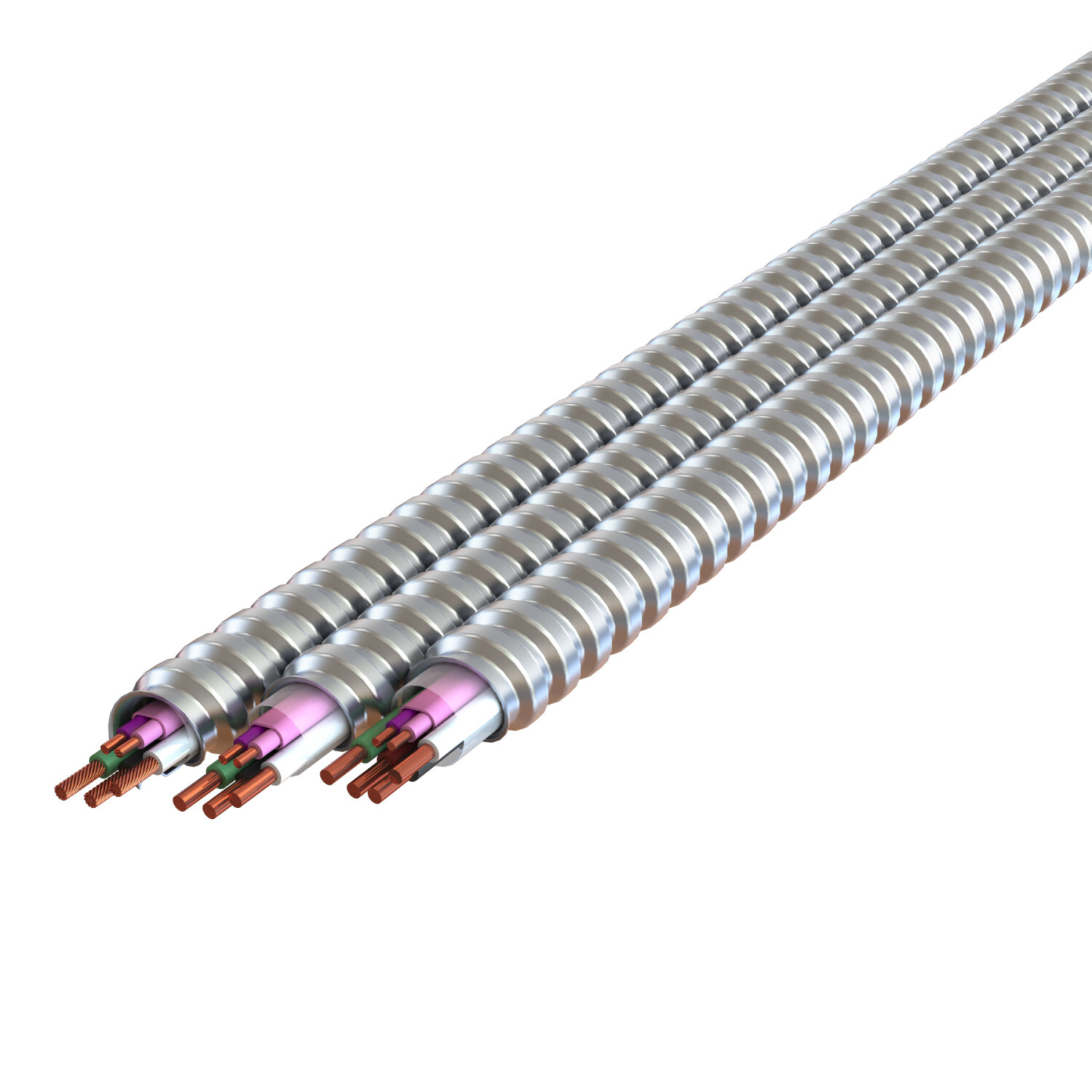 16-2(TPJ)/10-2 Solid Purple, Pink_Brown, Gray, Green MC Lite Luminary, Plain Interlocked Aluminum Armor , 1000' Reel, Type MC-PCS