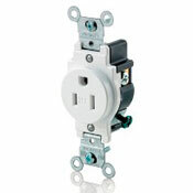 15 Amp, 125 Volt, Narrow Body Single Receptacle, Straight Blade, Tamper Resistant, Commercial Grade, Grounding, Brown