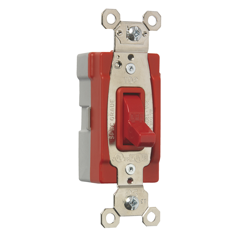 PlugTail Single Pole Toggle Switch, 20amp 120/277vac, Red