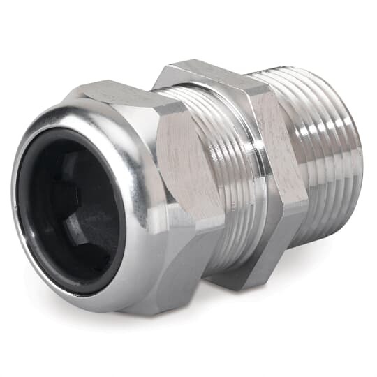 Liquidtight Strain Relief Connector, 1 Inch NPT Threads, Straight, Cord Range 0.700 to 0.950 Inch, 304 Stainless Steel Body with Rubber Bushing
