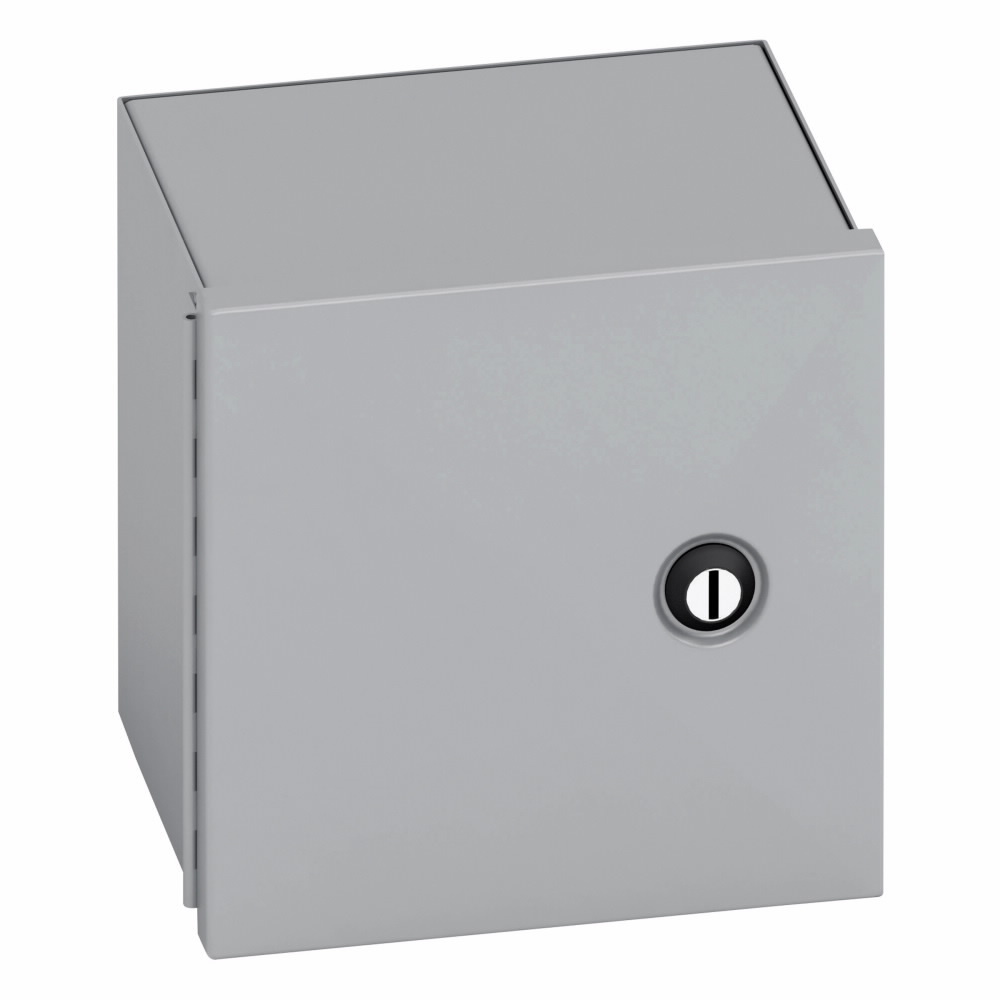 Eaton B-Line series Type 1 panel enclosures, 14" height, 4" length, 12" width, NEMA 1, Hinged cover, 1 enclosure, Wall mount, Small single door, Keyhole slots, Carbon steel