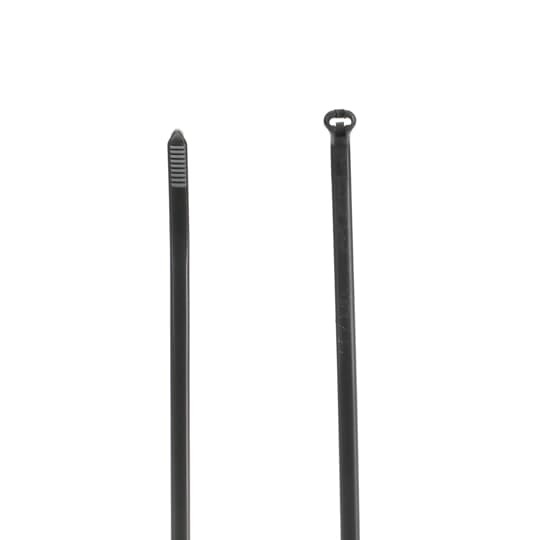 High Performance Cable Tie, Black Color Nylon 6.6, Length of 457mm (18 Inches) for Bundle Diameter up to 127mm (5 Inches), Width of 6.86mm (0.27 Inch), Tensile Strength Rating of 534 Newtons (120 Pounds), Operating Temperature of -60 Degrees Celsius (-76 F) to 85 Degrees Celsius (185 F), Bulk Pack