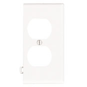 1-Gang Duplex Device Receptacle Wallplate, Sectional, Thermoplastic Nylon, Device Mount, End Panel    - White