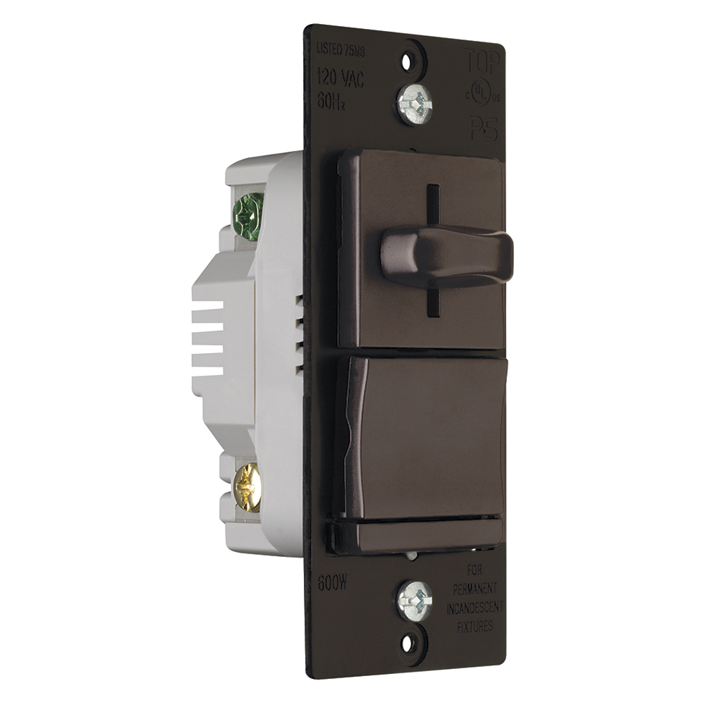 Incandescent Slide Dimmer, Preset 600W, Brown
