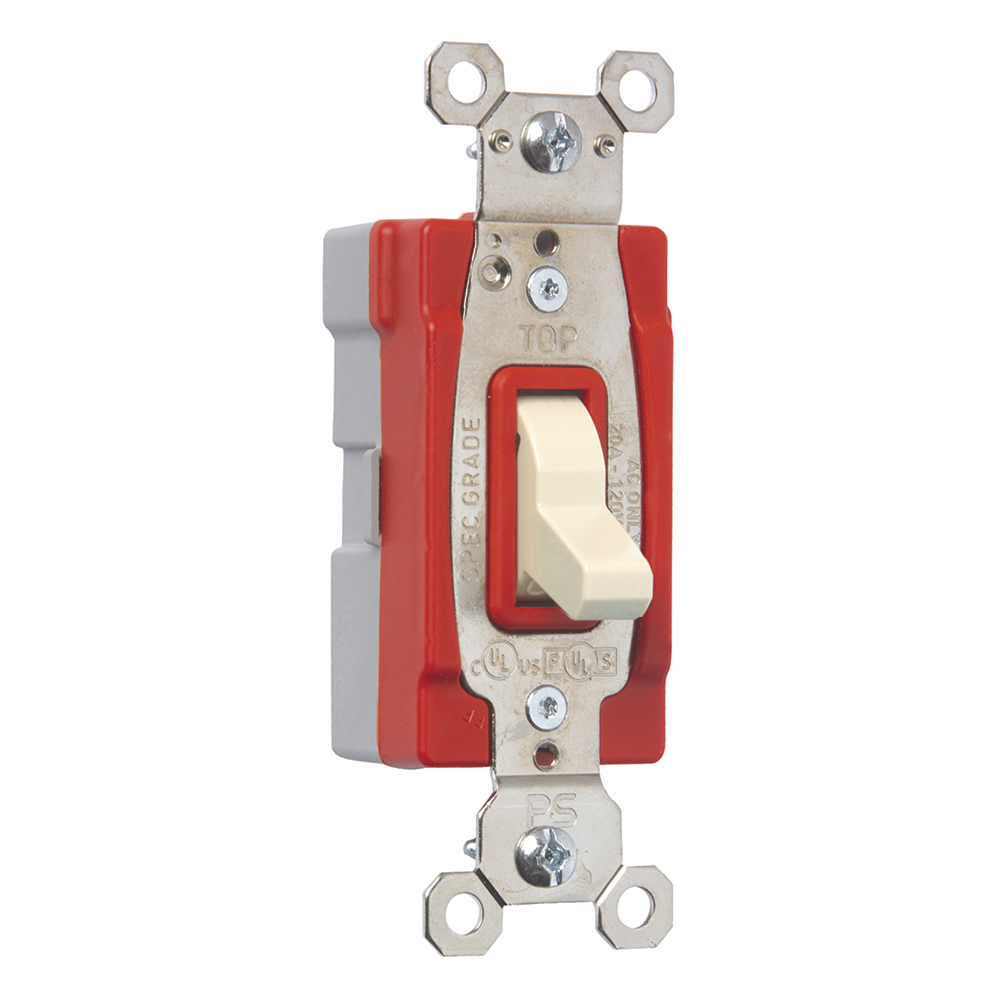 PlugTail Single Pole Toggle Switch, 20amp 120/277vac, Light Almond