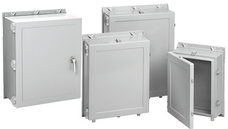 Hinge Cover Enclosure 3-Point Type 4X, 20.19x20.25x8.00, Gray, Fiberglass