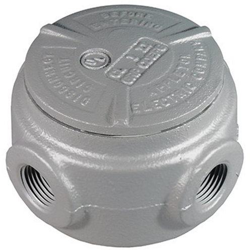 Dust-Ignitionproof Explosionproof Raintight Universal Conduit Outlet Box With Cover, 1/2 in, 2.56 in Cover Opening, 7.3 cu-in, Triple Coated