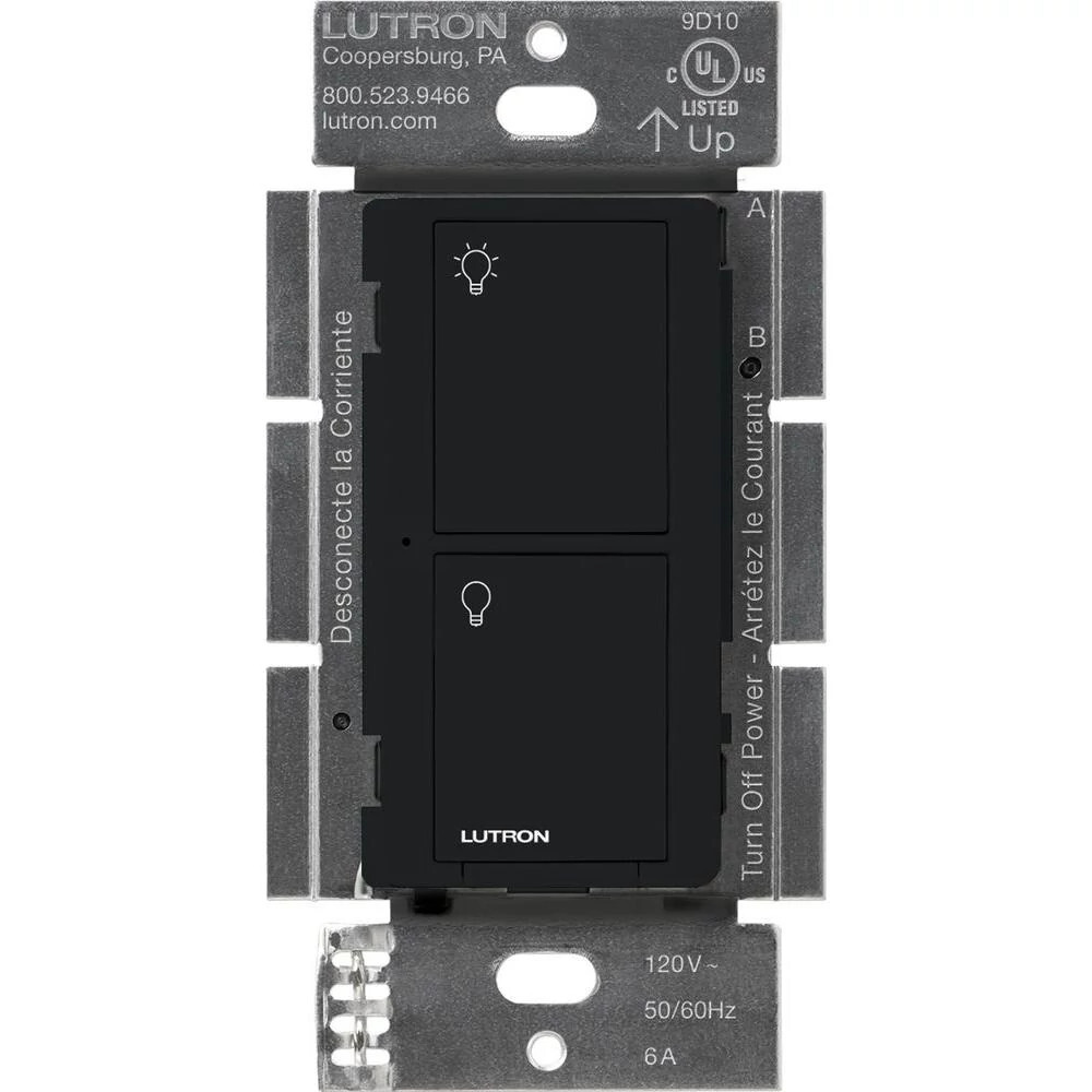 Lutron Caseta Wireless In-Wall Smart Switch For Light or Fan Control, 120V, 6A, Black