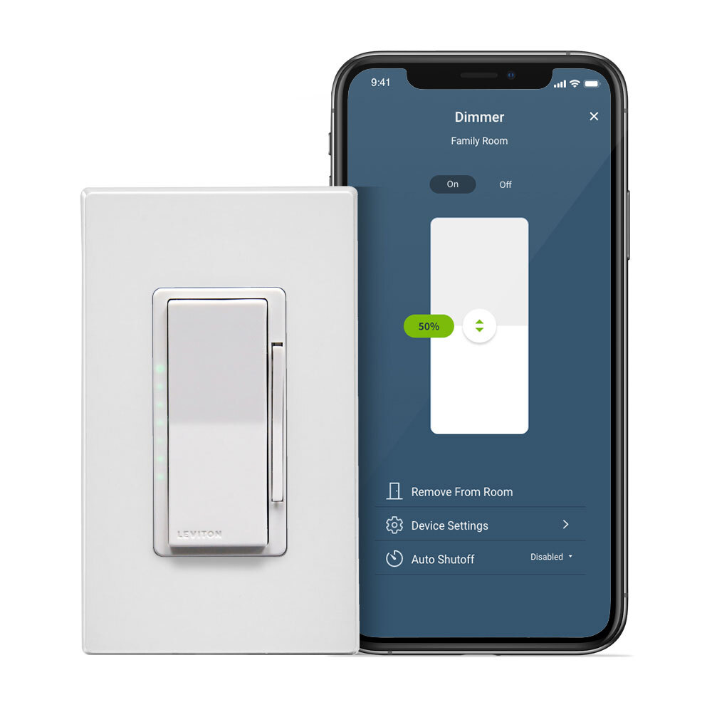 Decora Smart Electronic Low Voltage/LED Phase Selectable Dimmer Switch, Wi-Fi 2nd Gen. 600VA ELV, 300W LED, 300W CFL, 600W Incandescent/Halogen, wallplate included - White