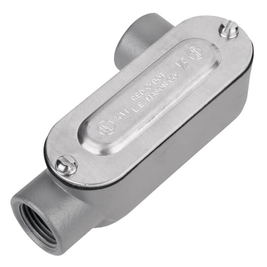 1/2 inch Threaded D-Pak Die Cast Aluminum Conduit Body-Right Side Opening, Cover & Gasket. For use with Rigid/IMC Conduit.
