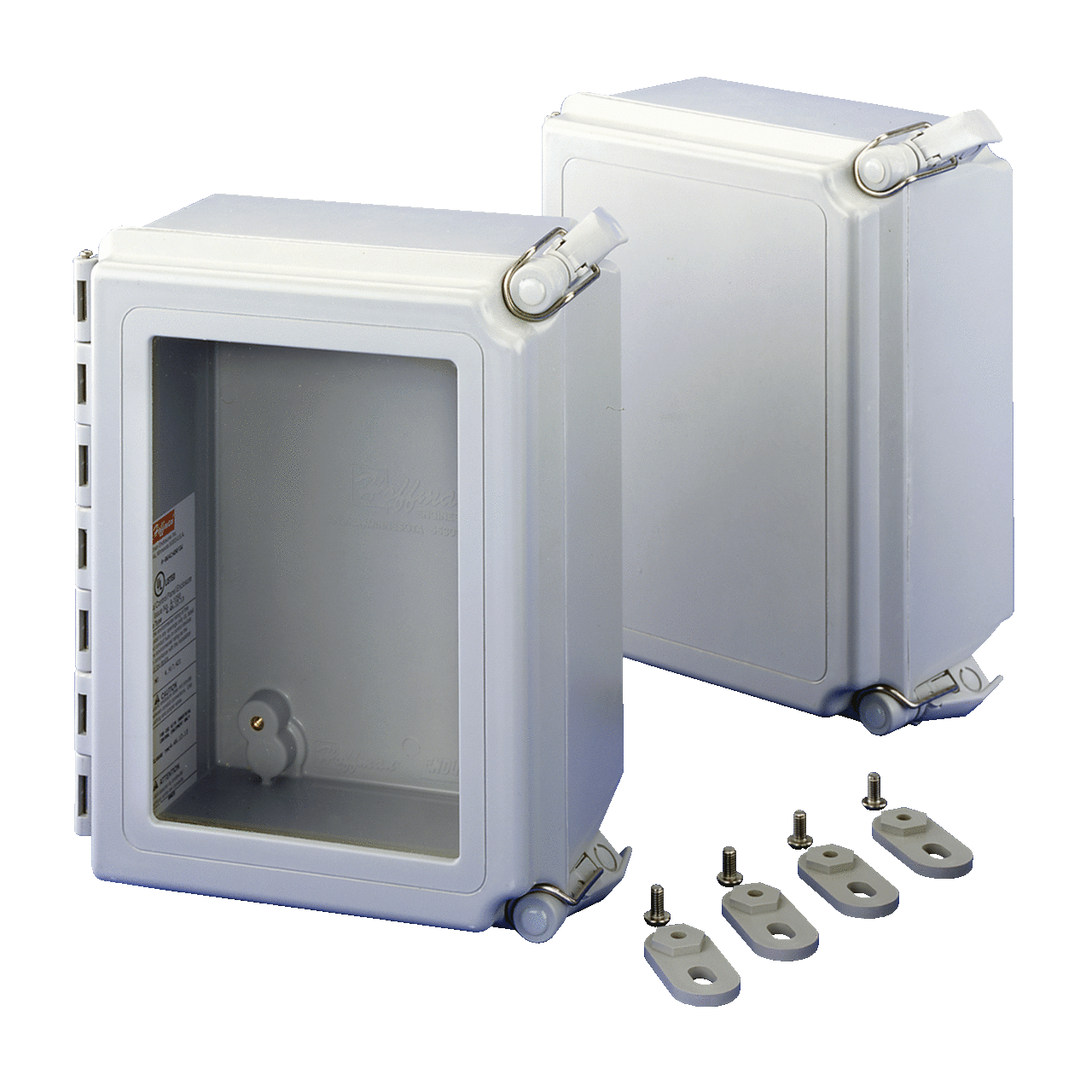 Continuous Hinge Screw-Cover Enclosure 4X, 6x6x4, Light Gray, Fiberglass