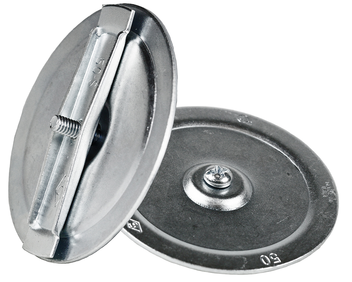 Three Piece Knockout Seal, 1-1/4 in. Size, Steel material, Snap In mounting, Zinc Plated Finish