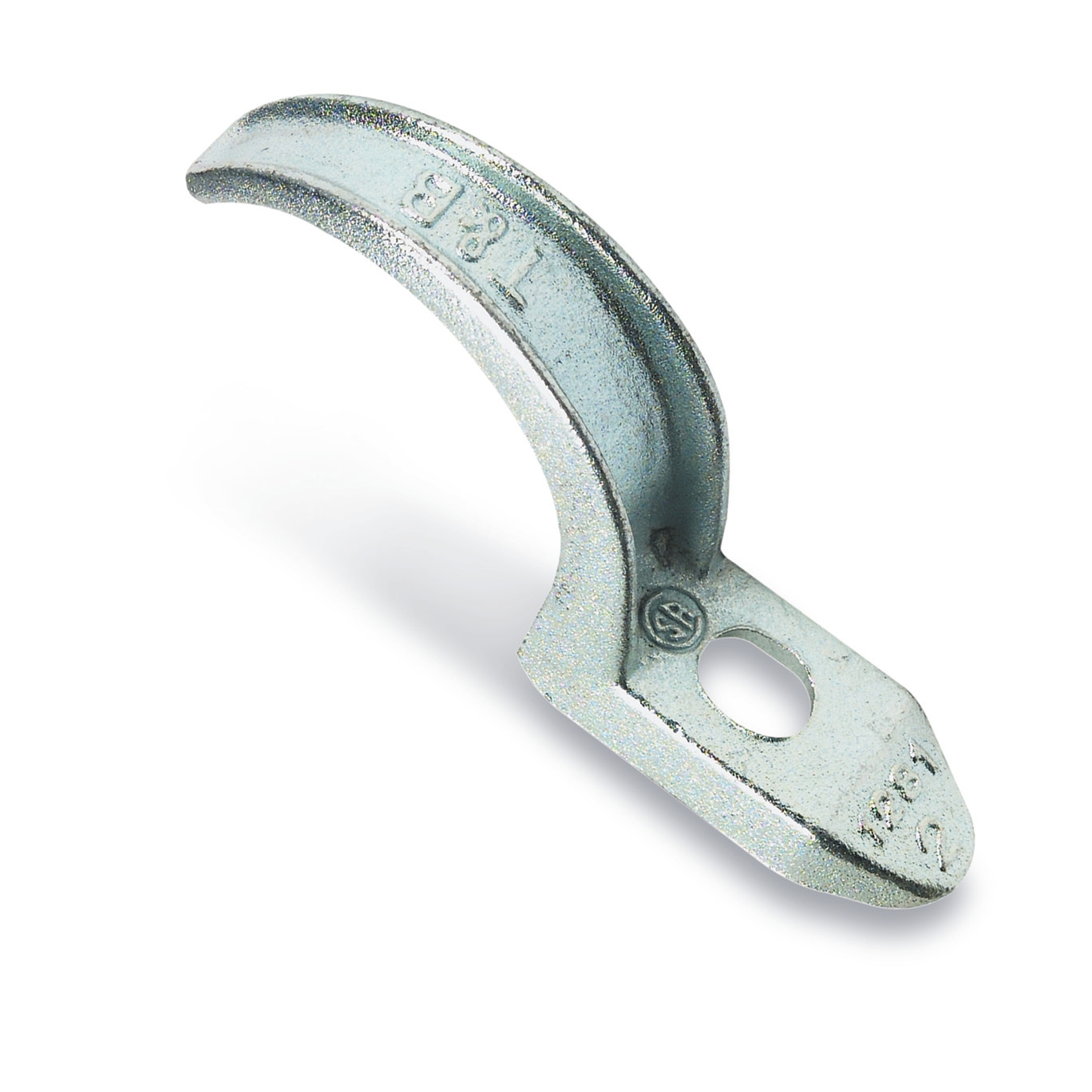 1-1/4 Inch, Pipe Strap, Malleable Iron, Electro Galvanized Finish for Use with Rigid/IMC Conduit
