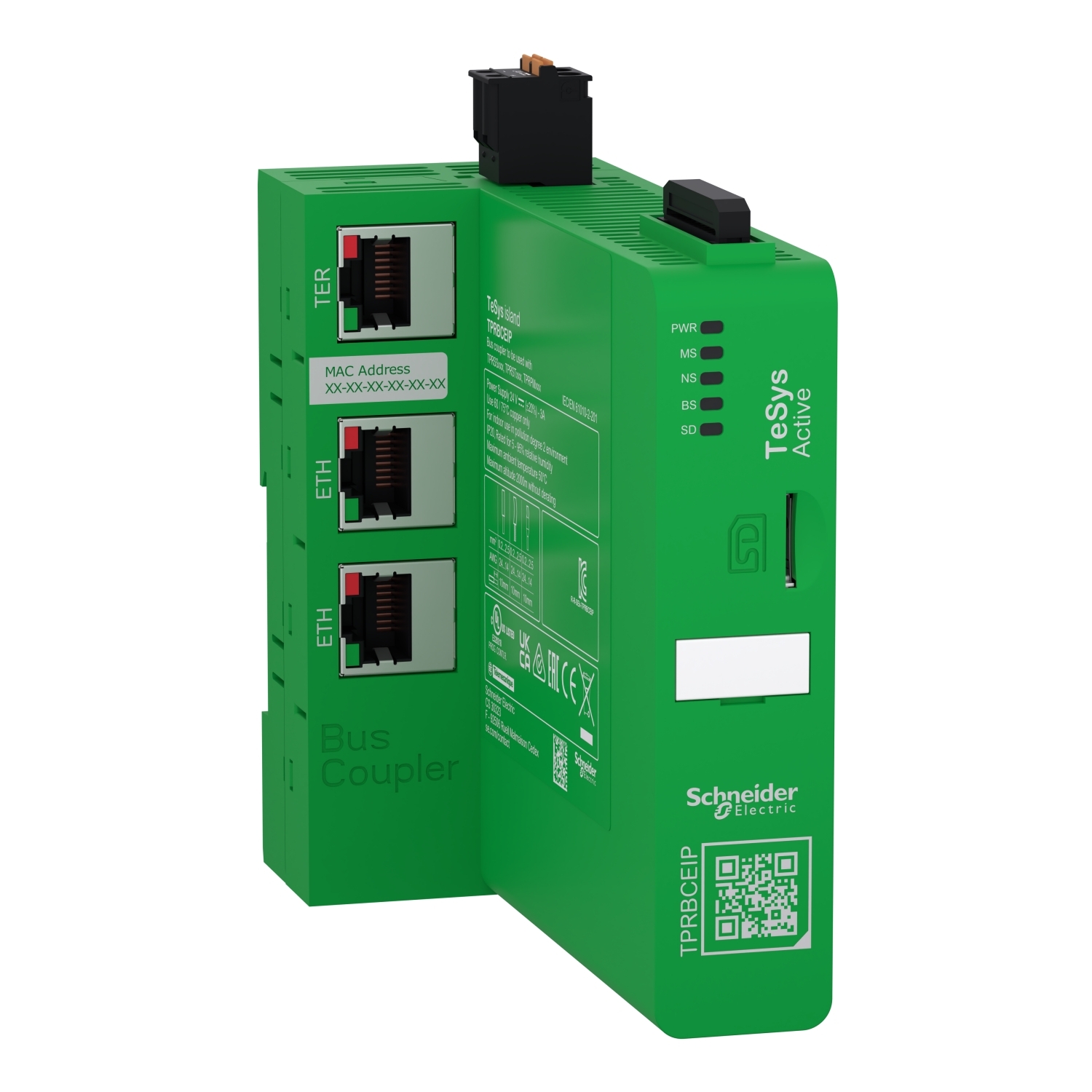 Bus coupler, TeSys island, 24VDC, Ethernet switch (EtherNet IP / Modbus TCP)