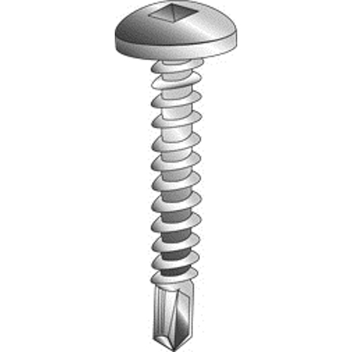 10 x 1" Tek Screws, Pan Head, Square Drive, Zinc