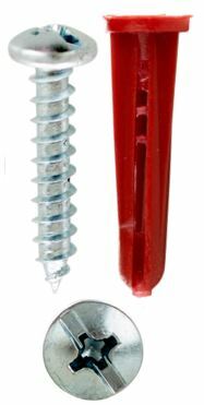 #10 Phillips/Slotted Pan Head Red Conical Anchor Kit, #10 x 1" (100), #10-12 (100), Includes 1/4" Carbide Drill Bit