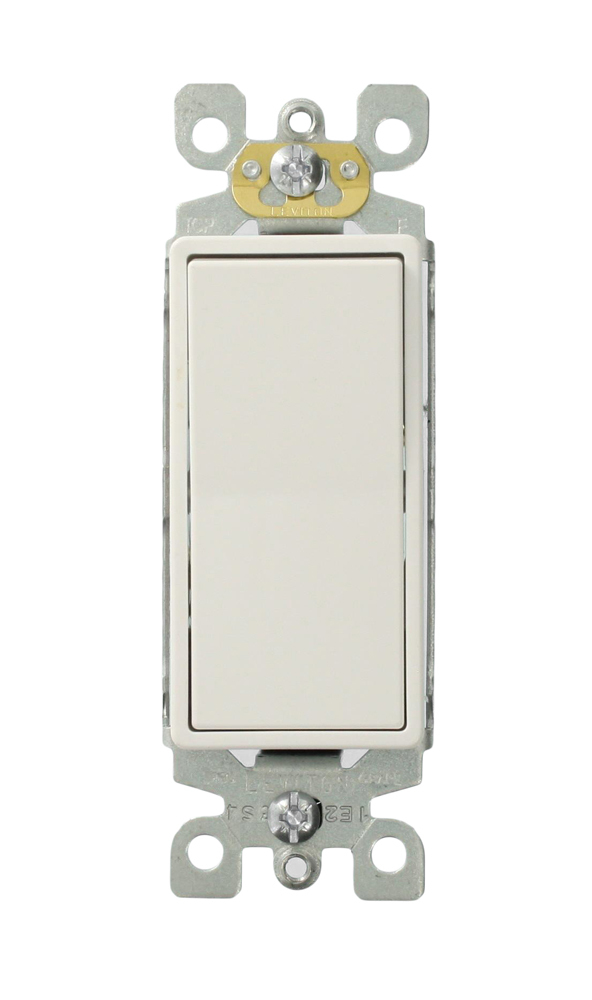 15 Amp 120/277 Volt AC 3-Way Decora Rocker Switch Sidewire and Quickwire External Clamps Wiring Grounding -White