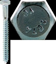 1/4 x 4" Lag Screw, Hex Head, Zinc Plated,Jar