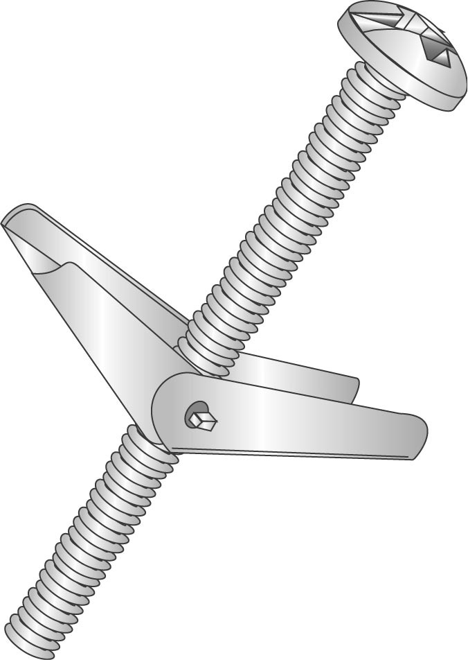 3/16 (10-24) x 3" Toggle Bolts and Wings, Mushroom Head, Square/Slotted, Zinc