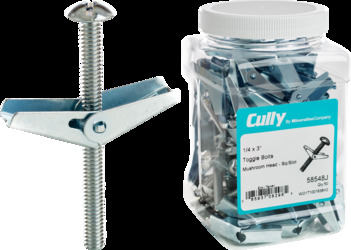 1/4-20 x 4" Toggle Bolts and Wings, Mushroom Head, Square/Slotted, Zinc Plated,Jar