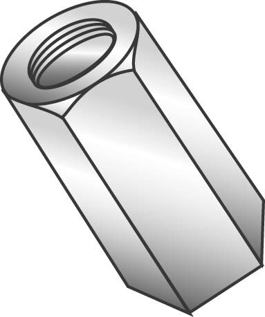 1/2"-13 Rod Coupling, Hex, Zinc Plated