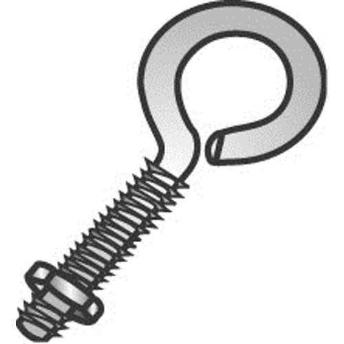 An externally threaded fastener with a unified thread pitch and a blunt point. At the end opposite the gimlet point the unthreaded section of the shank is turned into itself in a circular shape.