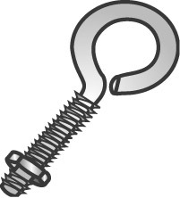 1/4 x 4" Eye Bolts, With Hex Nuts, Zinc Plated