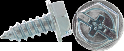 10 x 3/4" Sheet Metal Screws, Hex Washer Head, Combo Phillips/Slotted, Zinc Plated,Jar