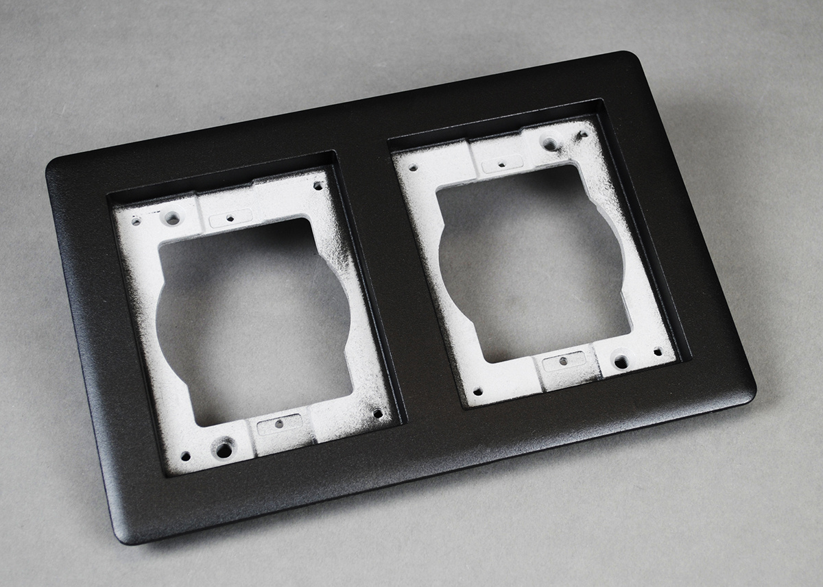 2 Gang Carpet and Tile Flange; 6-1/16 Inch x 9-1/16 Inch, Aluminum, Powder Coated Gray