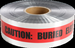 3" x 1000' "Buried Electrical Line" Underground Detectable Tape, 5 mil. Foil Bonded Polyethylene, Silver with Red Stripes