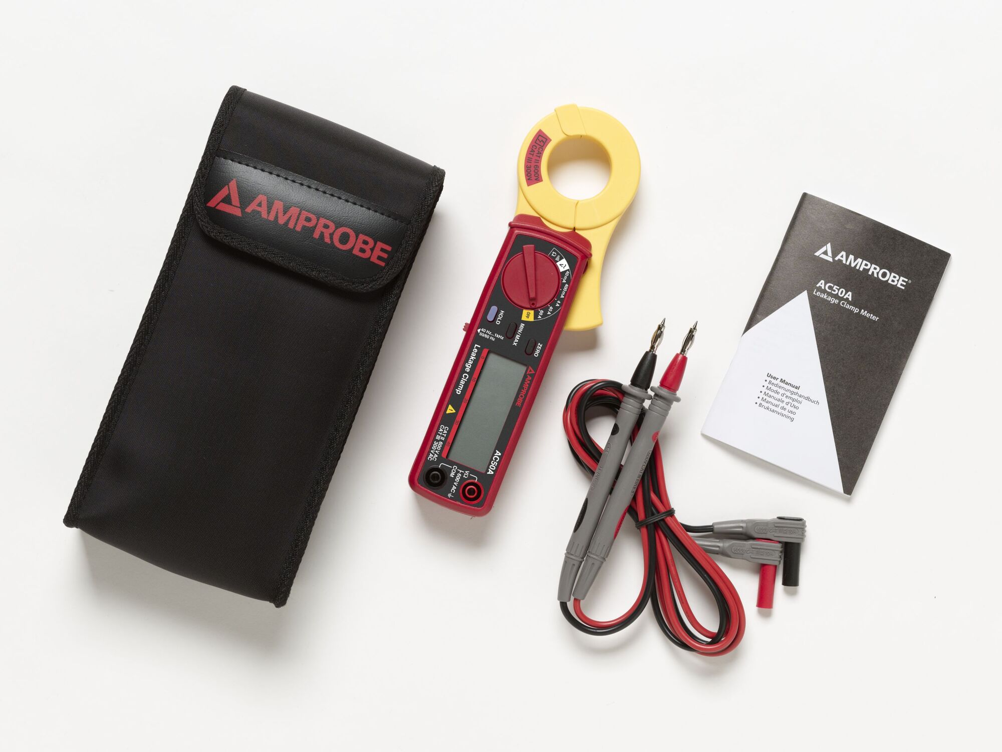 Amprobe Clamp Multimeter with leakage current capability measures low AC current in the microamps. Great for applications requiring measurement of leakage and fault currents.