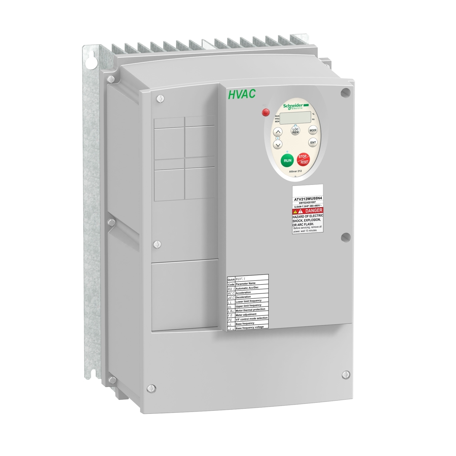 variable speed drive, Altivar 212, 7.5kW, 10hp, 480V, 3 phases, with EMC class C2, IP55