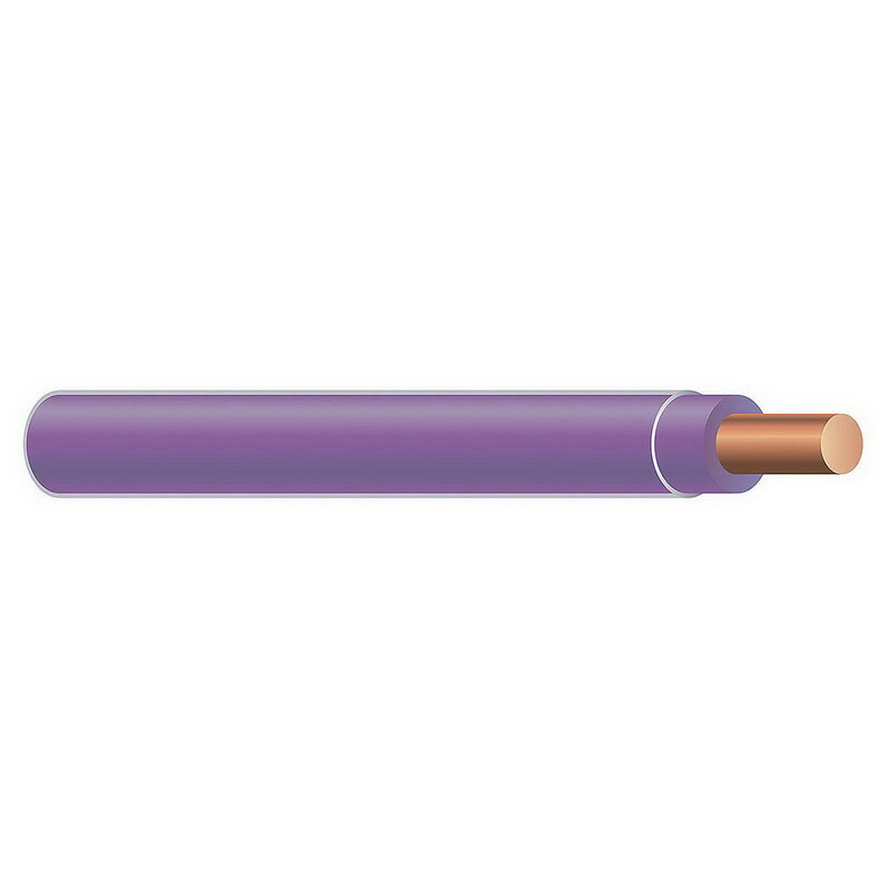Thermoplastic High Heat Resistant Nylon Coated (THHN) Wire, 14 AWG, Purple, Solid, Copper Conductor, 500 Foot Reel
