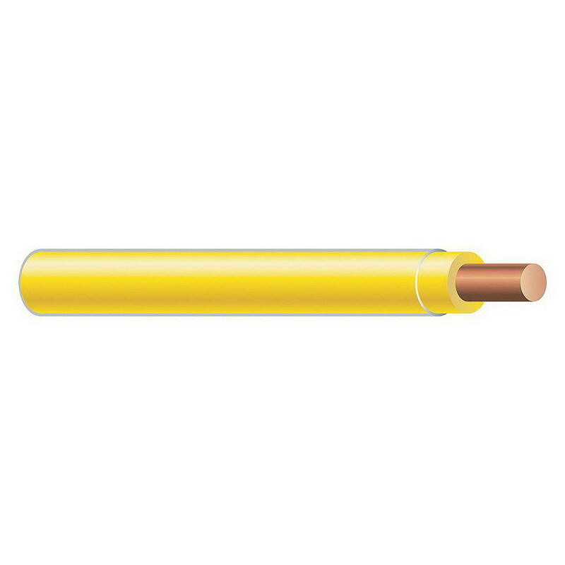 Thermoplastic High Heat Resistant Nylon Coated (THHN) Wire, 12 AWG, Yellow, Solid, Copper Conductor, 500 Foot Reel