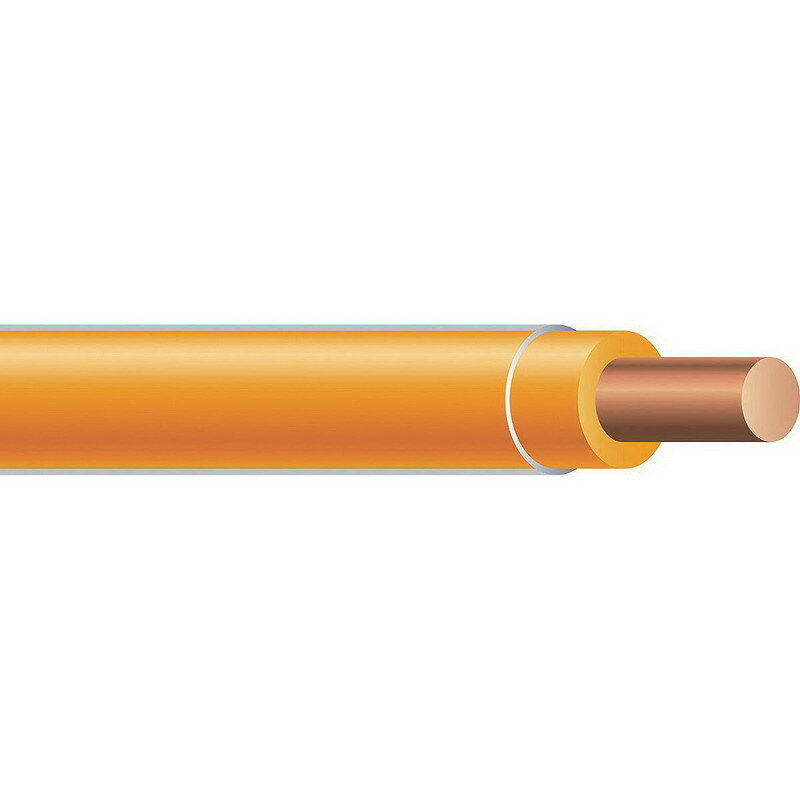 Thermoplastic High Heat Resistant Nylon Coated (THHN) Wire, 12 AWG, Orange, Solid, Copper Conductor, 2500 Foot Reel