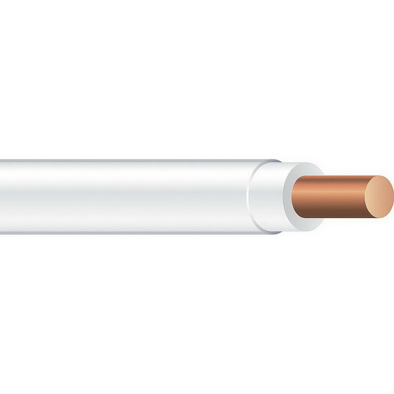 Thermoplastic High Heat Resistant Nylon Coated (THHN) Wire, 10 AWG, White, Solid, Copper Conductor, 500 Foot Reel