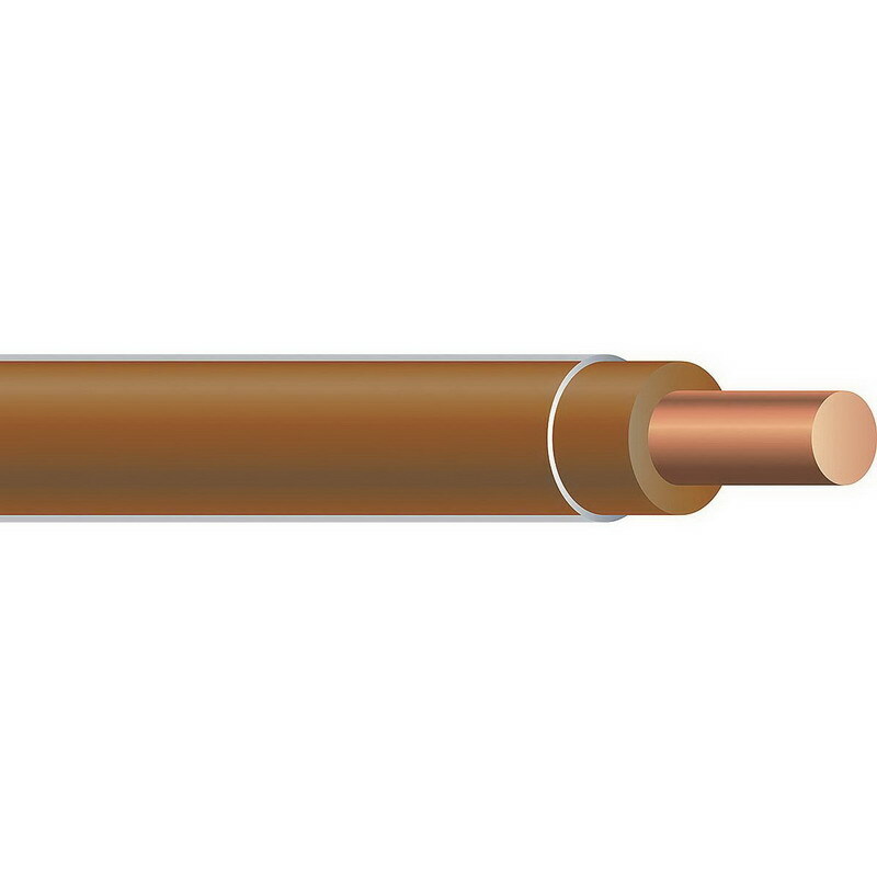 Thermoplastic High Heat Resistant Nylon Coated (THHN) Wire, 10 AWG, Brown, Solid, Copper Conductor, 500 Foot Reel