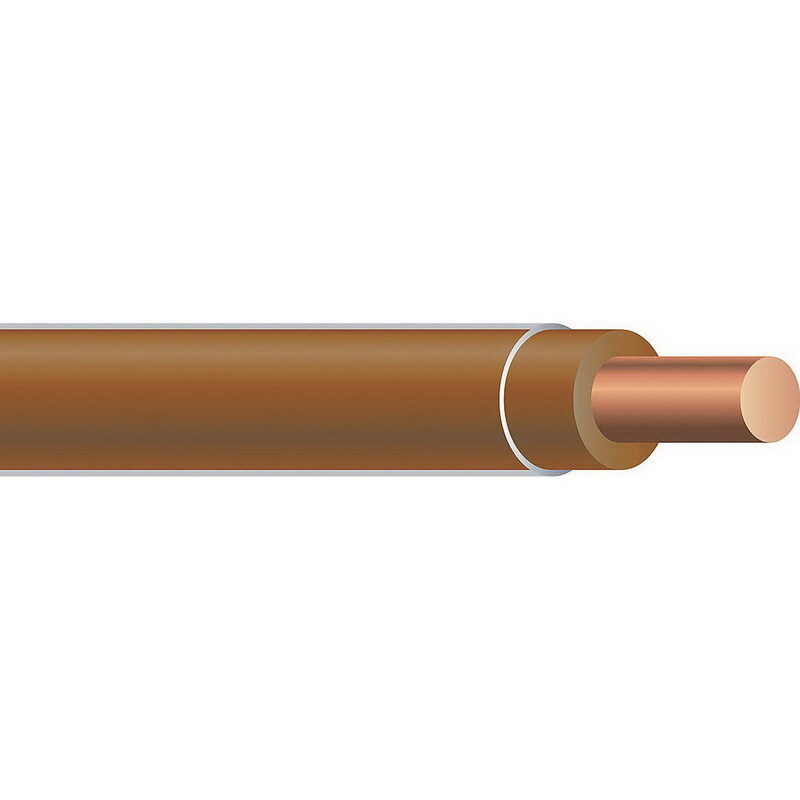 THHN Wire, 10 AWG, Brown, Solid, Copper Conductor, 2500 Foot Reel