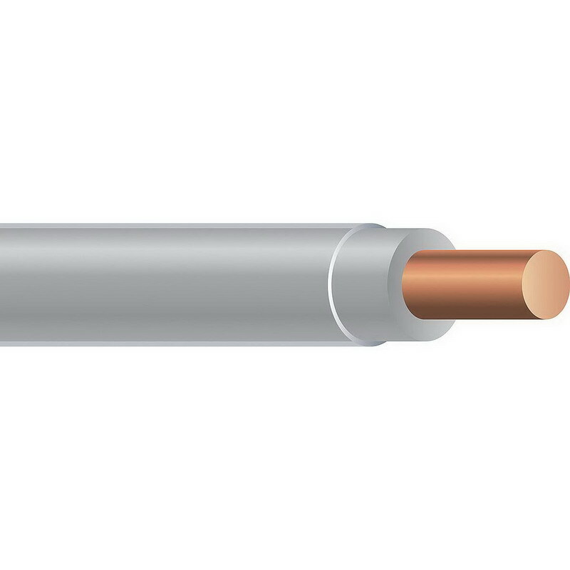 Thermoplastic High Heat Resistant Nylon Coated (THHN) Wire, 10 AWG, Gray, Solid, Copper Conductor, 500 Foot Reel