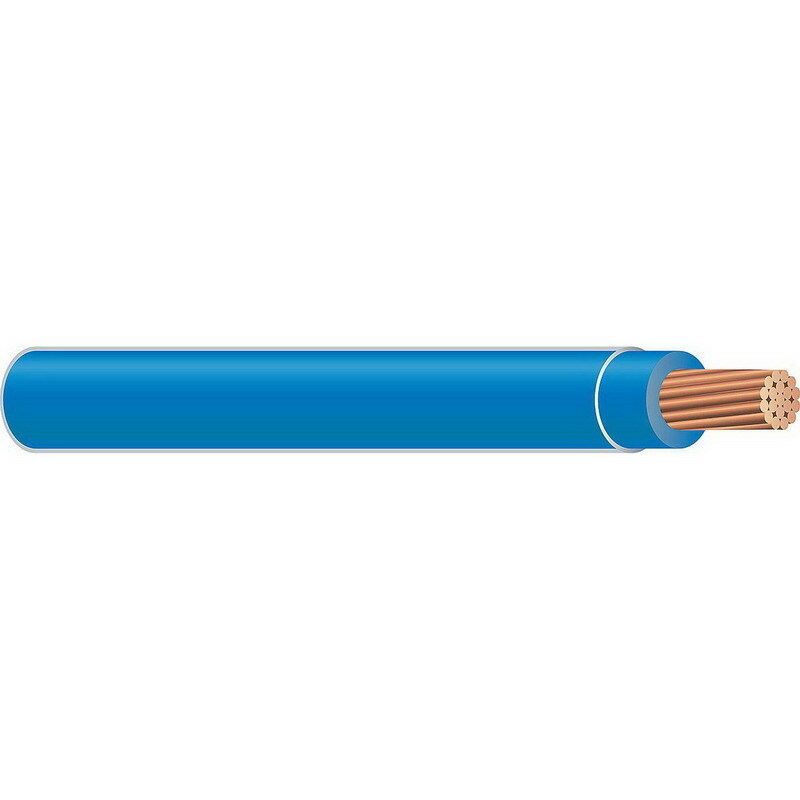 Thermoplastic Flexible Fixture Nylon (TFFN) Building Wire, 16 AWG, Blue, 26 Stranded, Copper Conductor, 500 Foot Reel