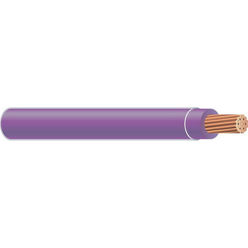 Thermoplastic Flexible Fixture Nylon (TFFN) Building Wire, 16 AWG, Purple, 26 Stranded, Copper Conductor, 500 Foot Reel
