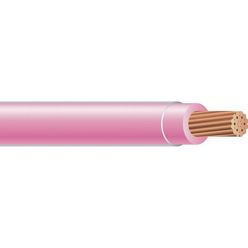 Thermoplastic High Heat Resistant Nylon Coated (THHN) Wire, 10 AWG, Pink, 19 Stranded, Copper Conductor, 500 Foot Reel