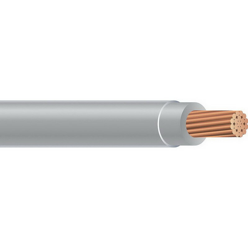 Thermoplastic High Heat Resistant Nylon Coated (THHN) Wire, 8 AWG, Gray, 19 Stranded, Copper Conductor, 1000 Foot Reel