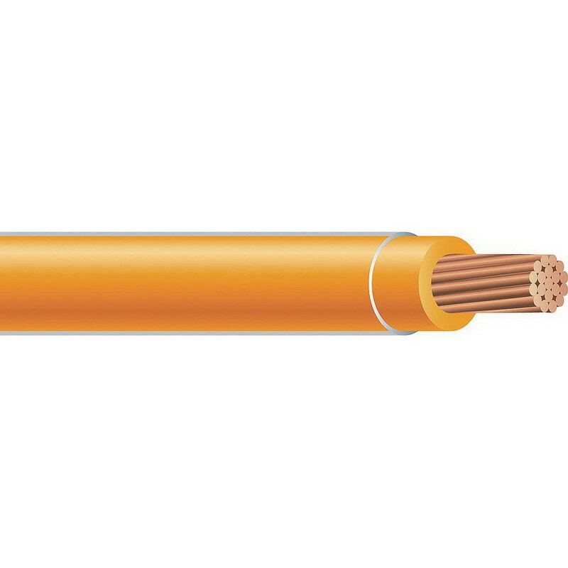 Thermoplastic High Heat Resistant Nylon Coated (THHN) Wire, 8 AWG, Orange, 19 Stranded, Copper Conductor, 1000 Foot Reel