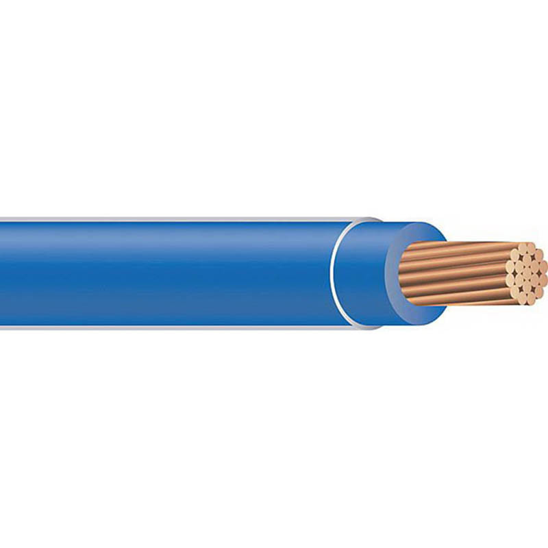 Thermoplastic High Heat Resistant Nylon Coated (THHN) Wire, 6 AWG, Blue, 19 Stranded, Copper Conductor, 500 Foot Reel
